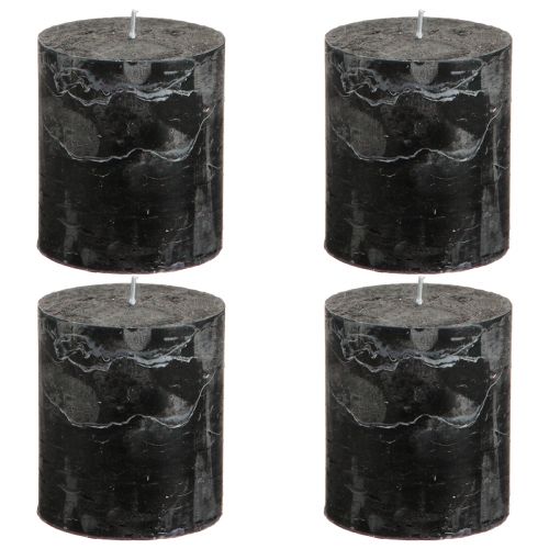 Article Bougies de couleur unie bougies pilier noires 70×80mm 4 pcs