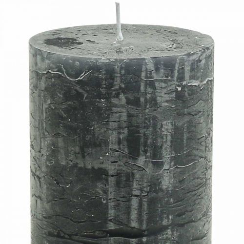 Article Bougies de couleur unie bougies pilier anthracite 70×120mm 4 pcs