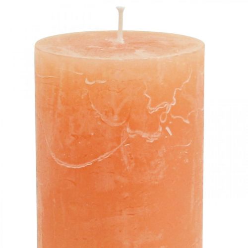 Article Bougies de couleur unie Bougies piliers orange pêche 60 × 100 mm 4 pièces