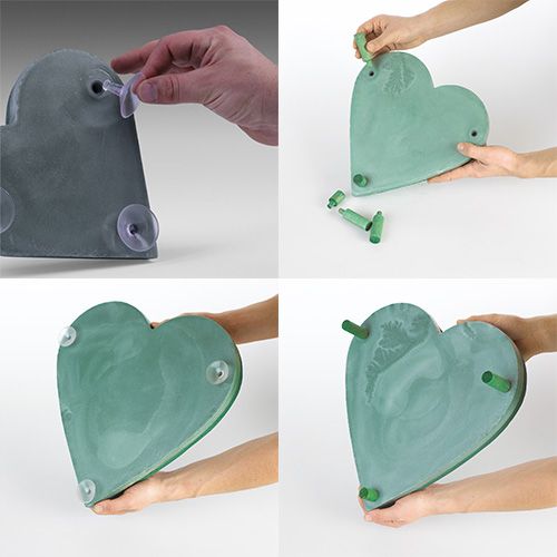 Article Coeur en mousse florale avec système de clic matériel enfichable vert 20cm 2 pièces
