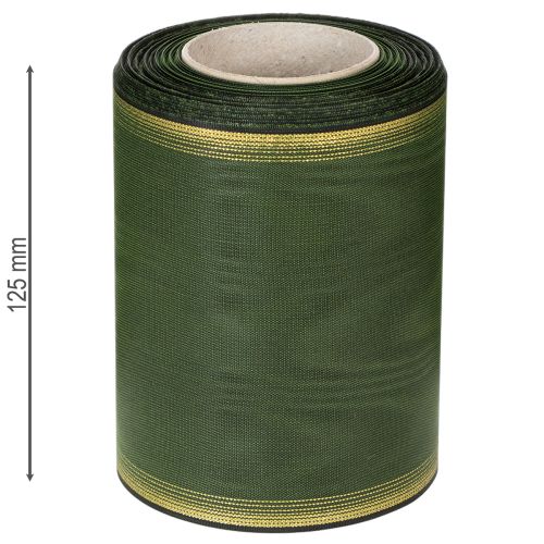 Ruban moiré vert foncé élégant, 125 mm, bordé de perles dorées, ruban de deuil, décoration de mariage, ruban à nœud | Floristik24.fr
