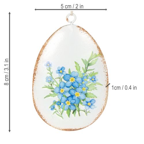 Article Œufs de Pâques décorés de fleurs printanières, parfaits pour les bouquets de Pâques ou les fenêtres, 8 cm, lot de 8.