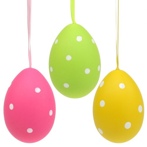 Article Oeuf en plastique coloré 15cm à suspendre 3 pcs