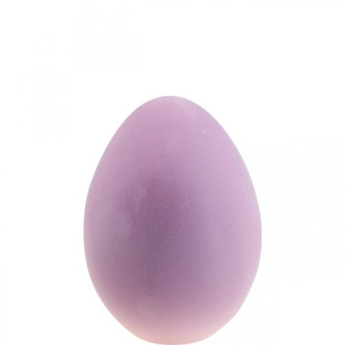 Oeuf de Pâques oeuf décoratif en plastique violet lilas floqué 25cm