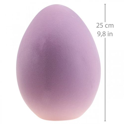 Floristik24 Oeuf de Pâques oeuf décoratif en plastique violet lilas floqué 25cm