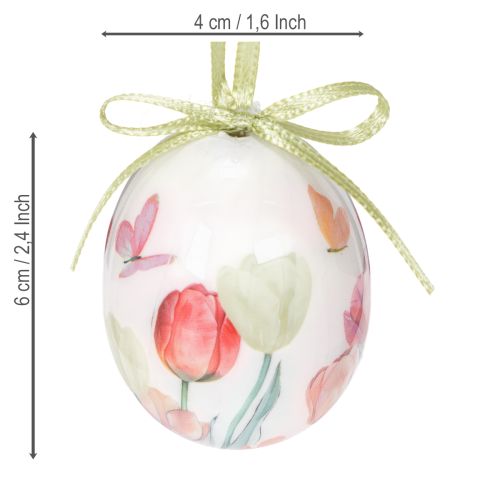 Article Décoration d'œuf de Pâques, motif tulipe avec ruban pour suspendre et décoration printanière, 6 cm, 12 pièces