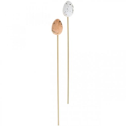 Floristik24 Oeufs de caille artificiels sur bâton oeuf décoratif décoration de Pâques 4cm 18 pièces