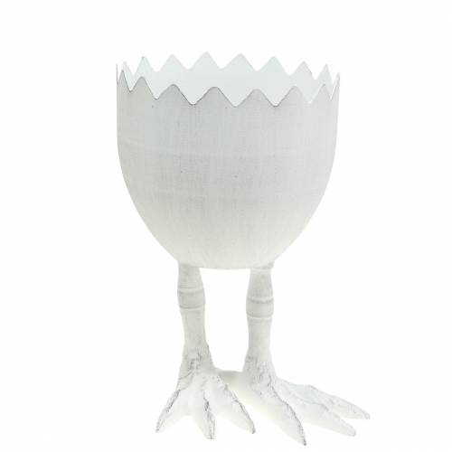 Floristik24 Cache-pot coquille d'oeuf avec pieds Ø13cm H21cm blanc