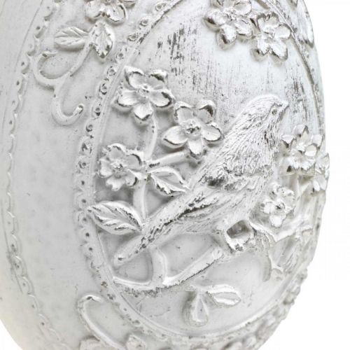 Floristik24 Oeuf de Pâques nostalgie motif oiseau Décoration de Pâques à poser blanc H9.5cm 3pcs