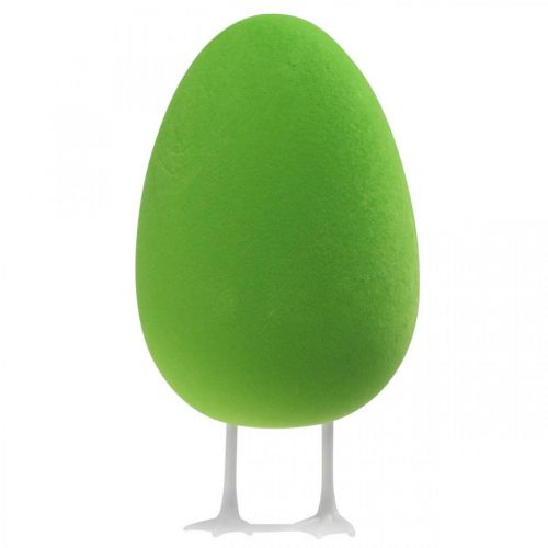 Article Oeuf de Pâques avec pieds Oeuf décoratif vert floqué Décoration de vitrine Pâques H25cm