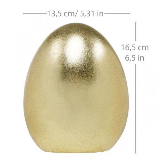 Floristik24 Oeuf en céramique doré, noble décoration de Pâques, objet déco oeuf métallique H16,5cm Ø13,5cm
