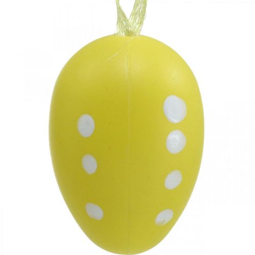 Article Mini oeuf de Pâques à suspendre à pois jaune, rouge, orange H4cm 24 pcs
