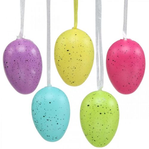 Oeuf de Pâques à suspendre oeuf en plastique coloris assortis H6cm 12 pièces