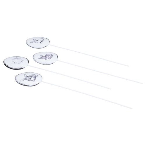 Article Œufs en métal avec lapins de Pâques sur piquet 5×7cm 8pcs