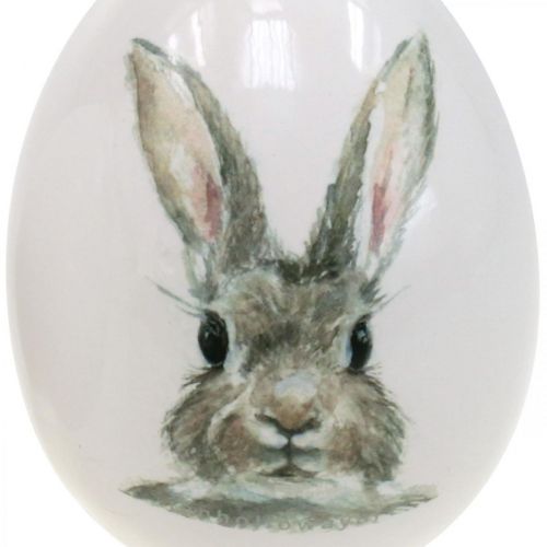 Oeuf décoratif motif lapin debout, décoration de Pâques, lapin sur oeuf Ø8cm H10cm lot de 4