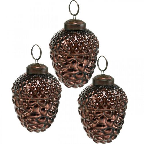 Floristik24 Cônes décoratifs marron en verre de gland pour décoration de l&#39;Avent 5,5 × 8 cm 12 pcs