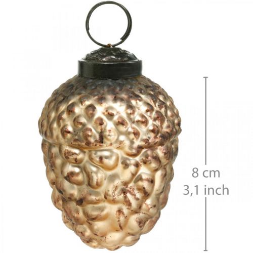 Floristik24 Cônes déco vintage dorés en verre gland Décorations d'arbre de Noël 5,5 × 8cm 12pcs