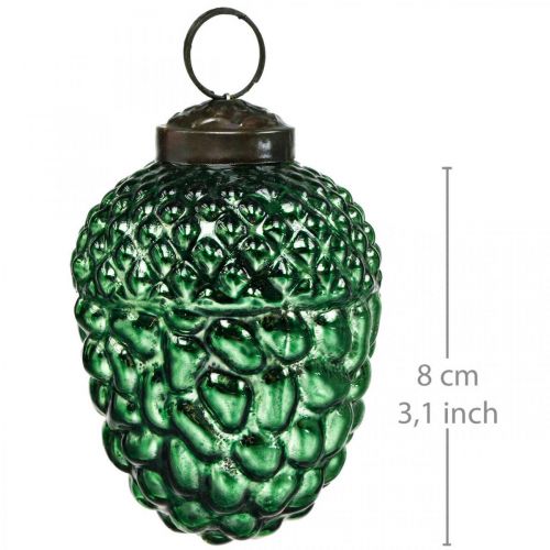 Floristik24 Verre de gland vert cônes de décoration d'automne décorations d'arbre de Noël 5.5 × 8cm 12pcs