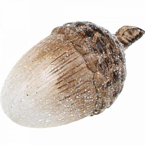 Floristik24 Glands décoratifs recouverts de neige, décorations en céramique, Avent, décorations d'automne hiver L9.5 4pcs