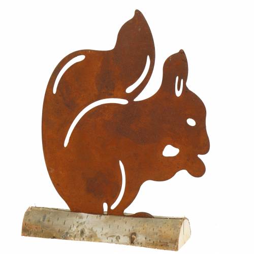Article Patine écureuil sur le socle en bois 19cm x 25cm