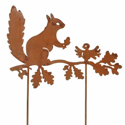 Piquets de jardin écureuil sur branche métal patiné H42cm  3pcs-68750