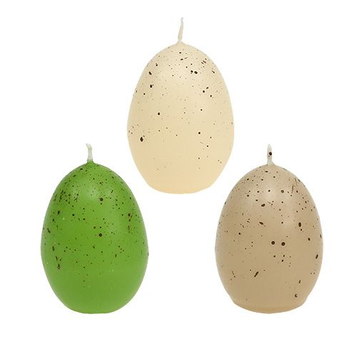 Floristik24 Bougies oeuf 3 couleurs 6.5cm 6pcs