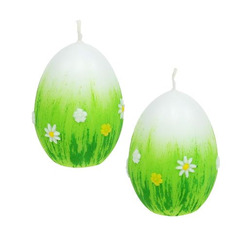 Floristik24 Bougies oeuf blanc avec motif 6.5cm 6pcs