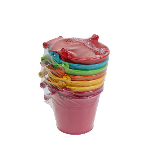 Floristik24 Seau Ø 12 cm H.10 cm 8 p. couleurs variées