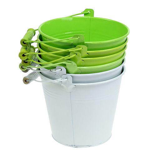Floristik24 Seau vert mix Ø14cm H12cm 6pcs
