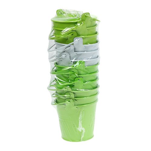 Seau vert mix Ø8cm H7cm 12pcs