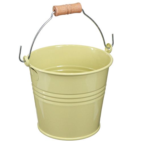 Article Seau en métal avec anse pour pot de fleurs Vert-Jaune 20x17,5x16cm 2pcs