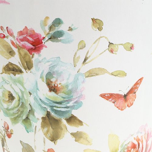 Floristik24 Seau blanc avec motif floral Ø 20,5 cm H. 22,5 cm
