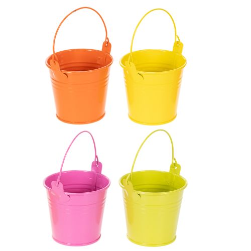 Eimer mini en métal coloré Ø8cm avec anse - Lot de 12 acheter | Floristik24.fr