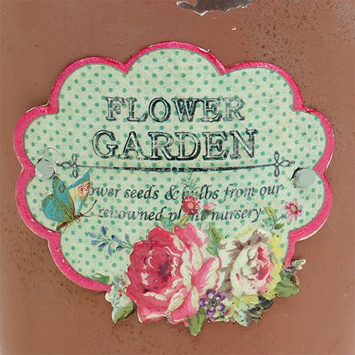 Floristik24 Seau à motif Marron finition vieillie Ø11cm H12cm