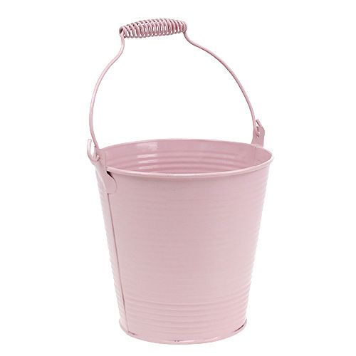 Floristik24 Seau avec motif à rainures rose pastel Ø 14,5 cm H. 14,5 cm