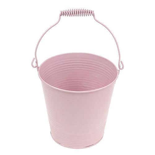 Floristik24 Seau avec motif à rainures rose pastel Ø 14,5 cm H. 14,5 cm