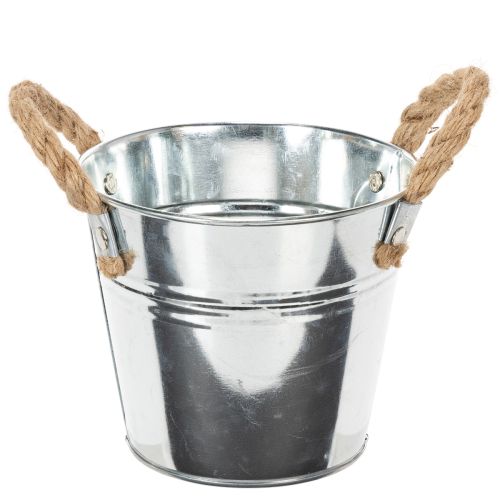 Seau décoratif en métal avec poignées en corde – Ø14 cm x H12 cm acheter | Floristik24.fr