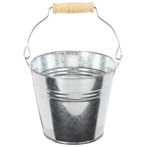 Eimer 12 cm - Lot de 8 petits seaux en zinc avec anse bois