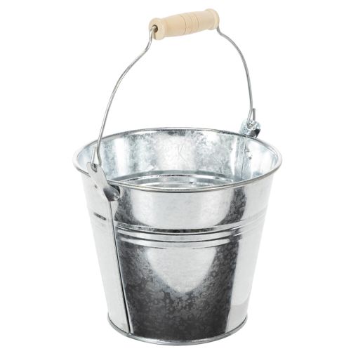Seau Ø14 cm H12 cm, lot de 6. Zinc brillant. | Floristik24.fr
