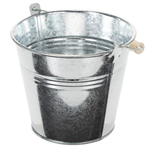 Seau Ø14 cm H12 cm, lot de 6. Zinc brillant. | Floristik24.fr