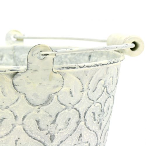 Seau avec décor crème blanchi Ø 11 cm H. 10,5 cm | Floristik24.fr