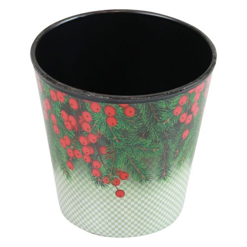 Floristik24 Pot de fleurs jardinière de Noël seau Ilex Ø15,5cm H13cm
