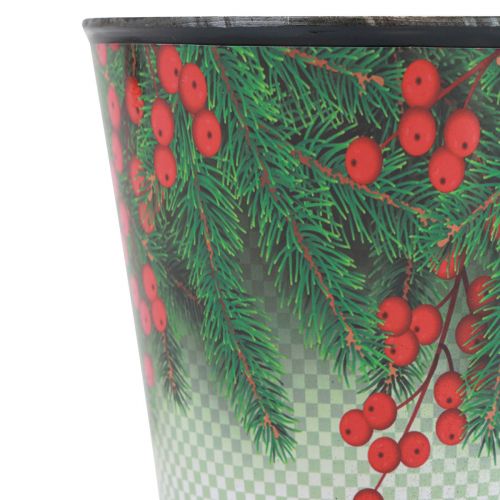 Floristik24 Pot de fleurs jardinière de Noël seau Ilex Ø15,5cm H13cm