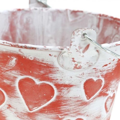 Floristik24 Pot à planter en métal Seau à motif coeur Fête des Mères Seau à planter Ø13.5cm
