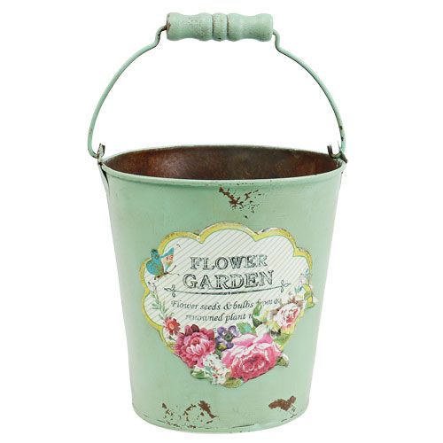 Seau décoratif antique avec motif Ø13,5cm H14,5cm