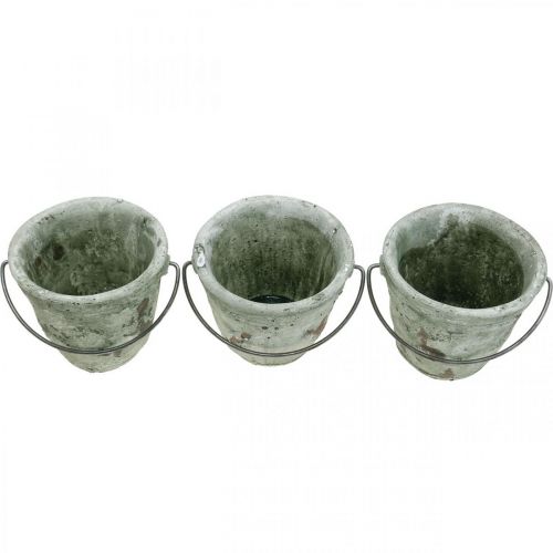 Floristik24 Seau à planter, vase en céramique, décoration de seau, optique antique Ø11,5cm H10,5cm 3pcs