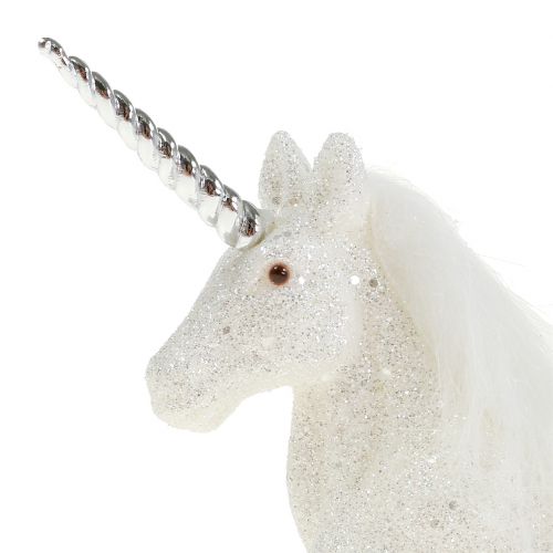 Floristik24 Licorne 12,5cm blanche avec paillettes 4 pcs
