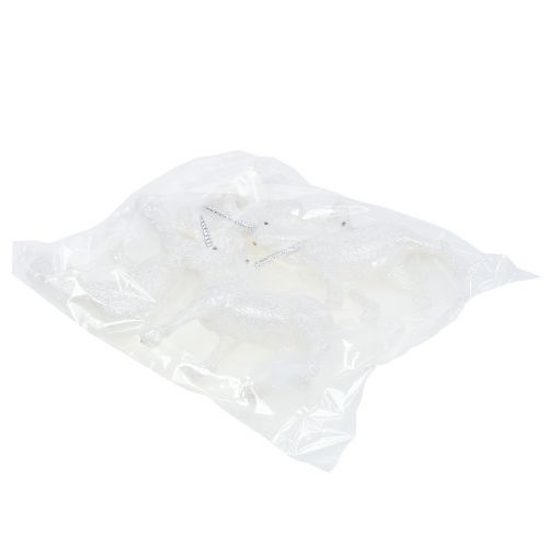 Floristik24 Licorne 12,5cm blanche avec paillettes 4 pcs