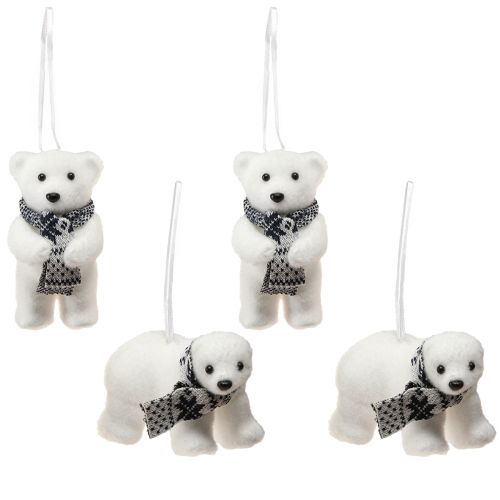 Article Décoration ours polaire à suspendre figurines de décoration d'hiver 11×7cm 4 pcs