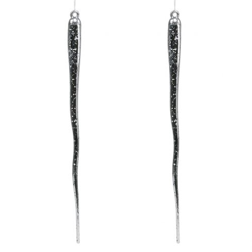 Glaçons décoratifs à suspendre transparent, argent 26cm 2pcs
